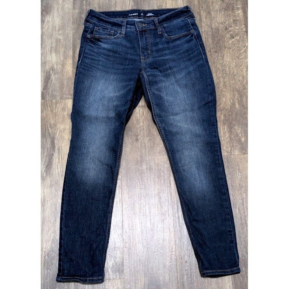 Old Navy Rockstar Super Skinny Jeans Womens 6 Short Mid Rise Dark Blue Denim